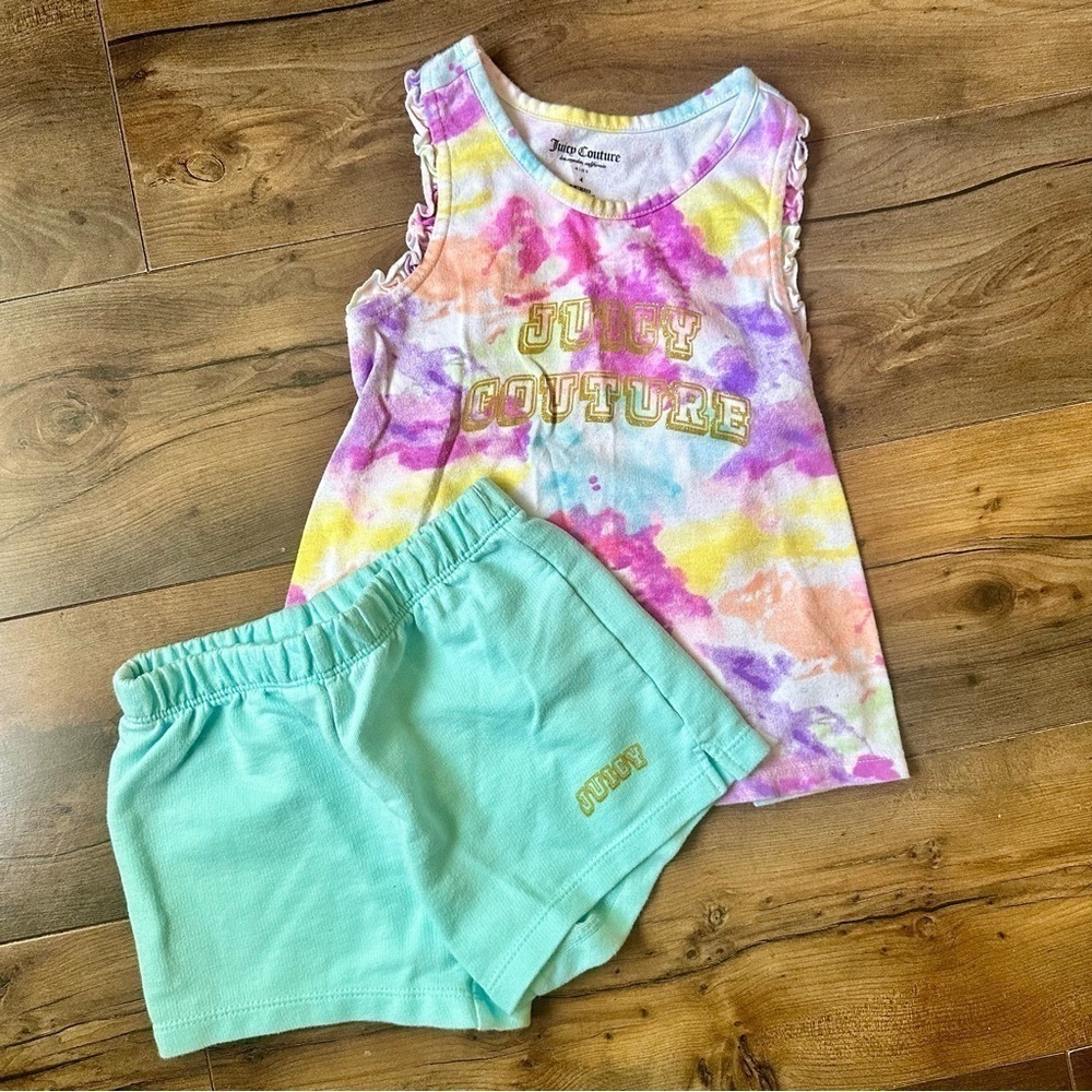 Juicy Couture | 2 Piece Tie-Dye Top and Logo Shorts Set | size 4